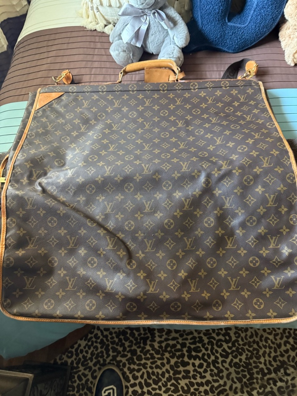 Louis Vuitton Brown Monogram Travel Garment Bag with Tan Trim